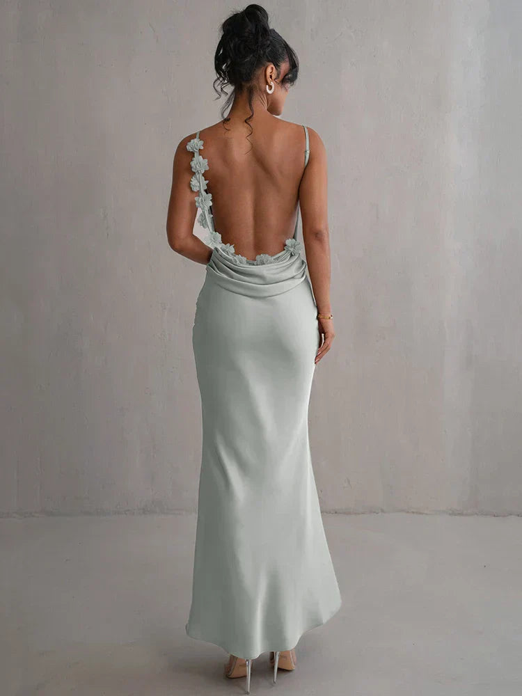 Romina | Backless Floral Maxi Dress