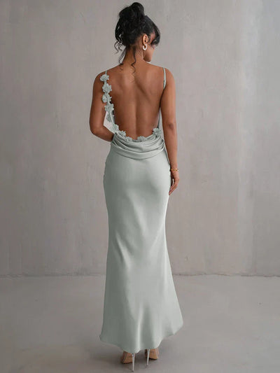 Romina | Backless Floral Maxi Dress