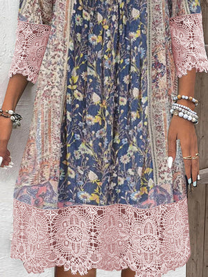 Rebeca™ - Dress with vintage print and lace
